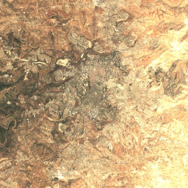 Satellite view of Jerusalem, Israel