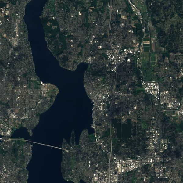 Satellite view of Kirkland, Washington