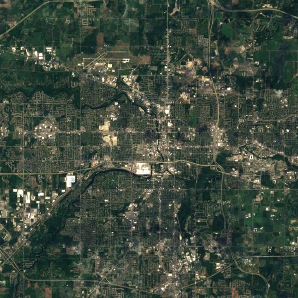 Satellite view of Lansing, Michigan